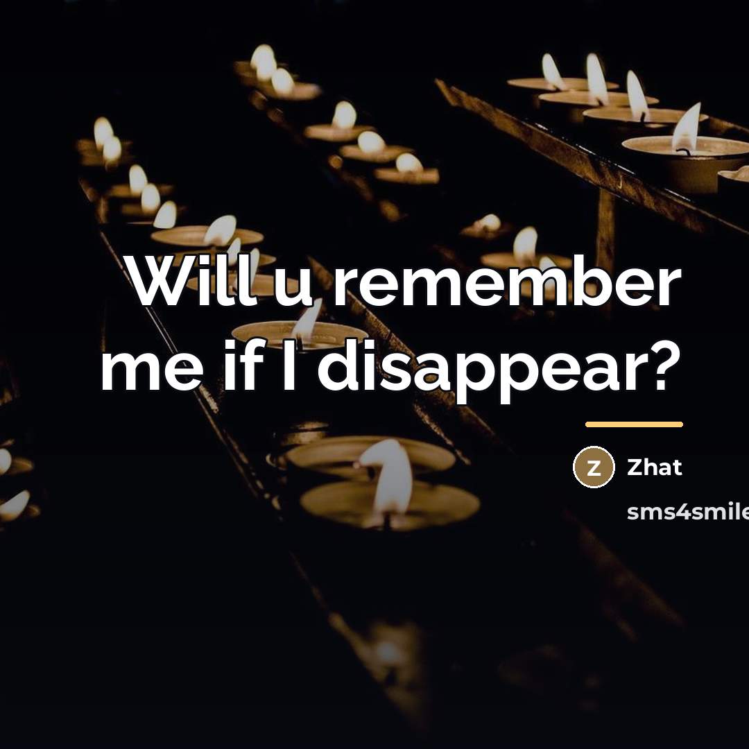 “Will u remember me if I disappear?…” quote by Zhat