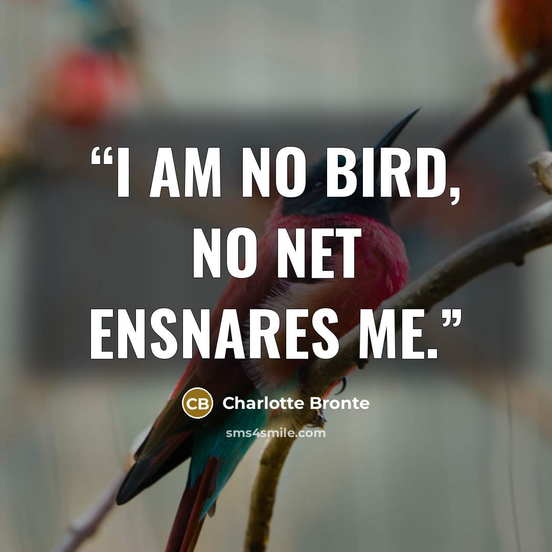 “I am no bird, no net ensnares me.” quote by Charlotte Brontë