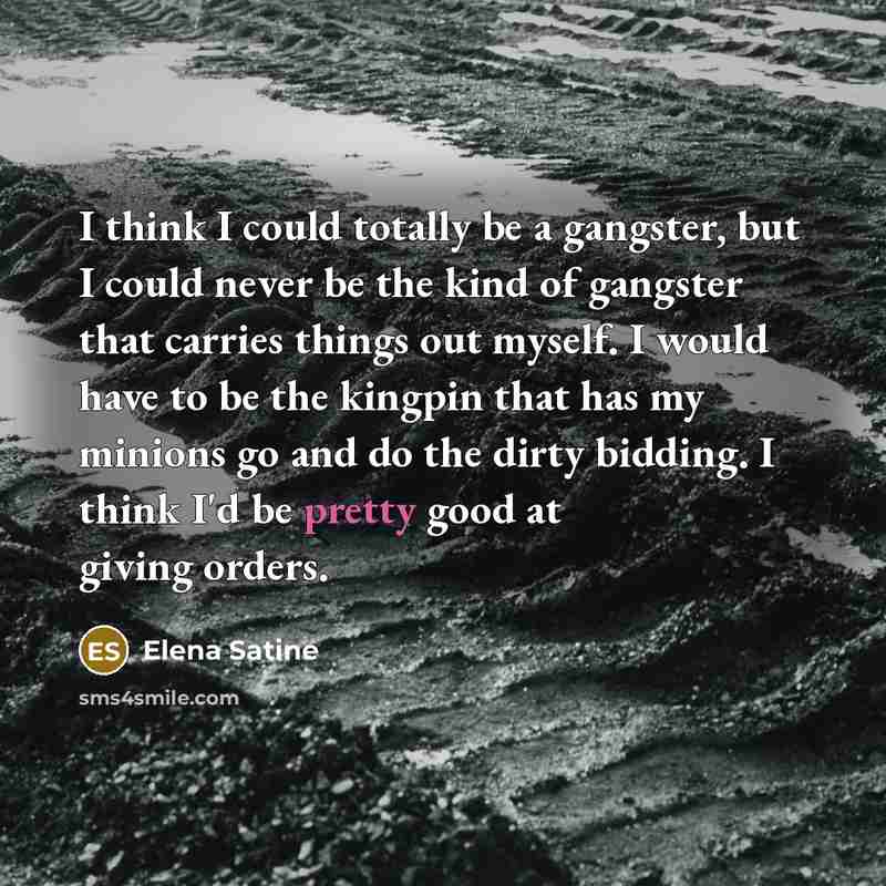 “I think I could totally be a gangster, but I…” quote by Elena Satine