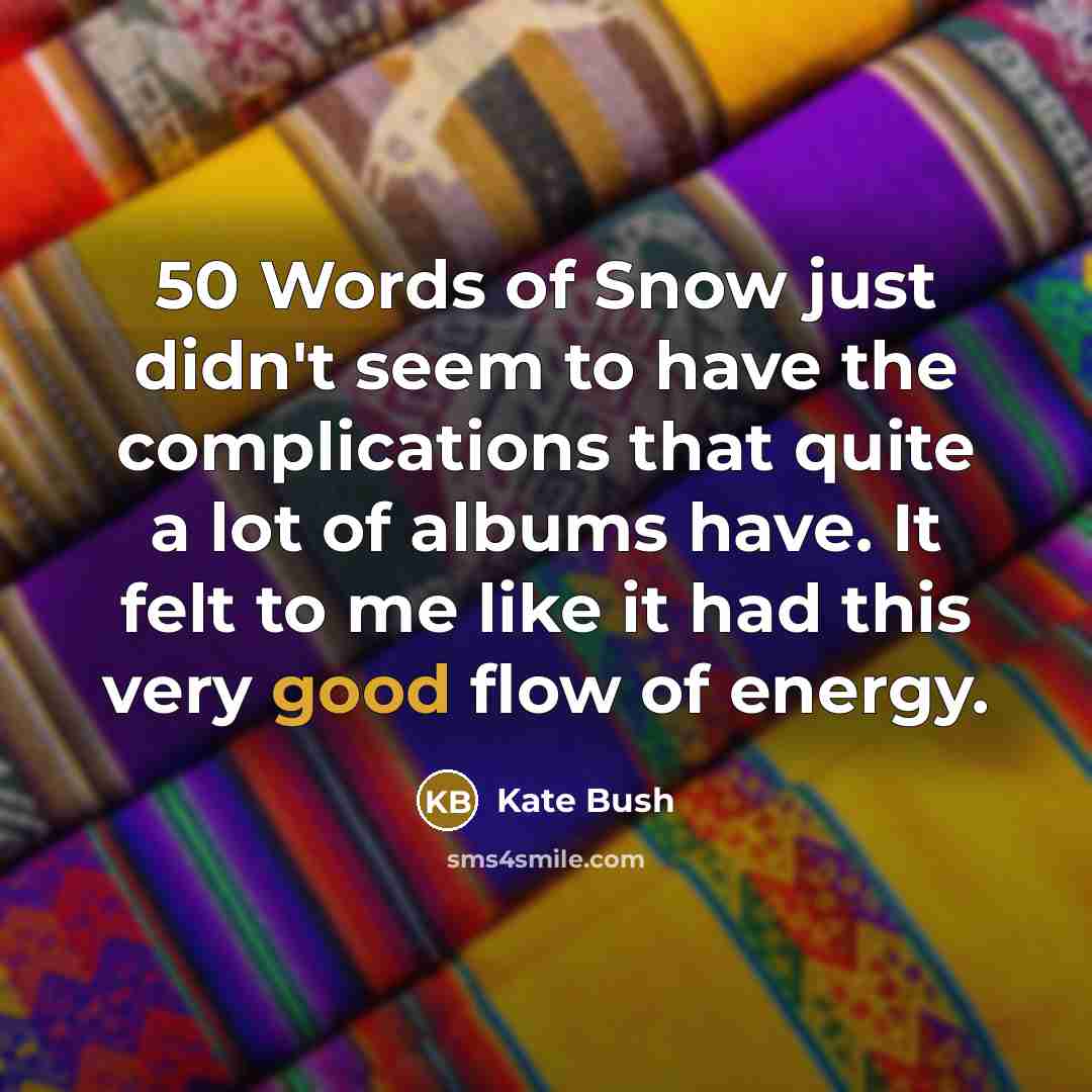 “50 Words of Snow just didn't seem to have the…” quote by Kate Bush