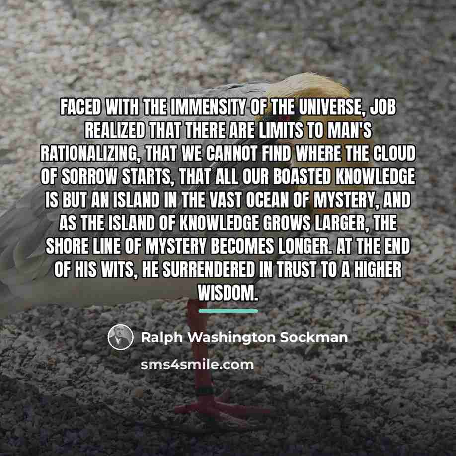 “Faced with the immensity of the universe, Job realized that…” quote by Ralph Washington Sockman