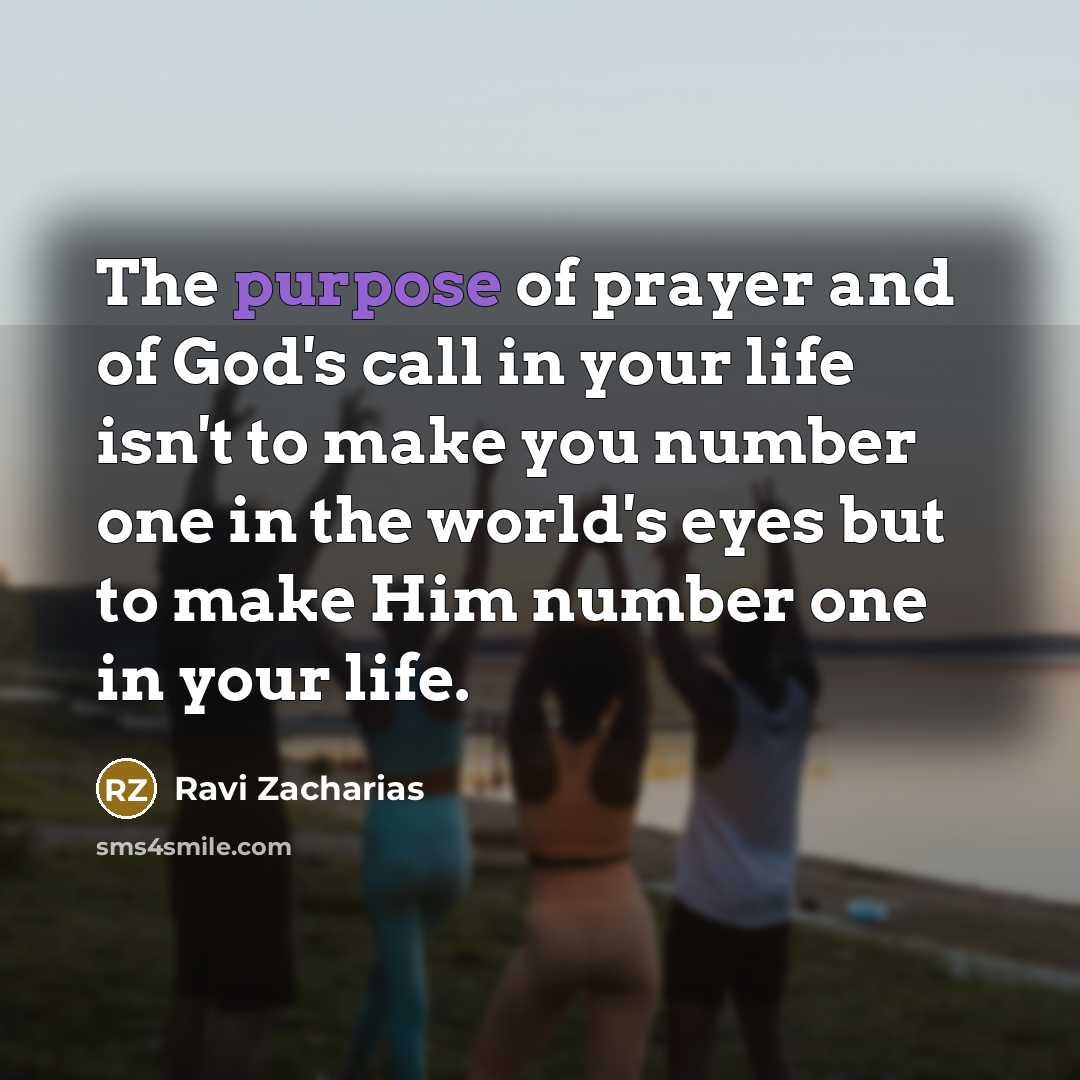 “The purpose of prayer and of God's call in your…” quote by Ravi Zacharias