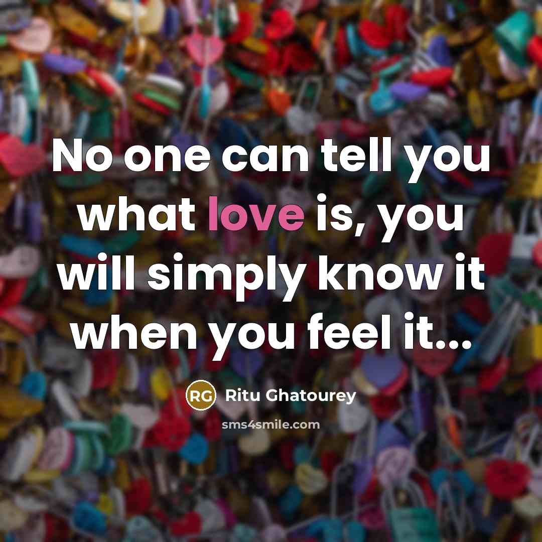 “No one can tell you what love is, you will…” quote by Ritu Ghatourey