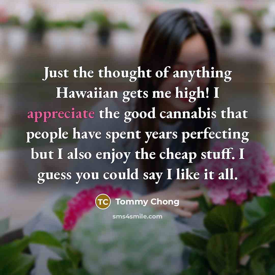 “Just the thought of anything Hawaiian gets me high! I…” quote by Tommy Chong