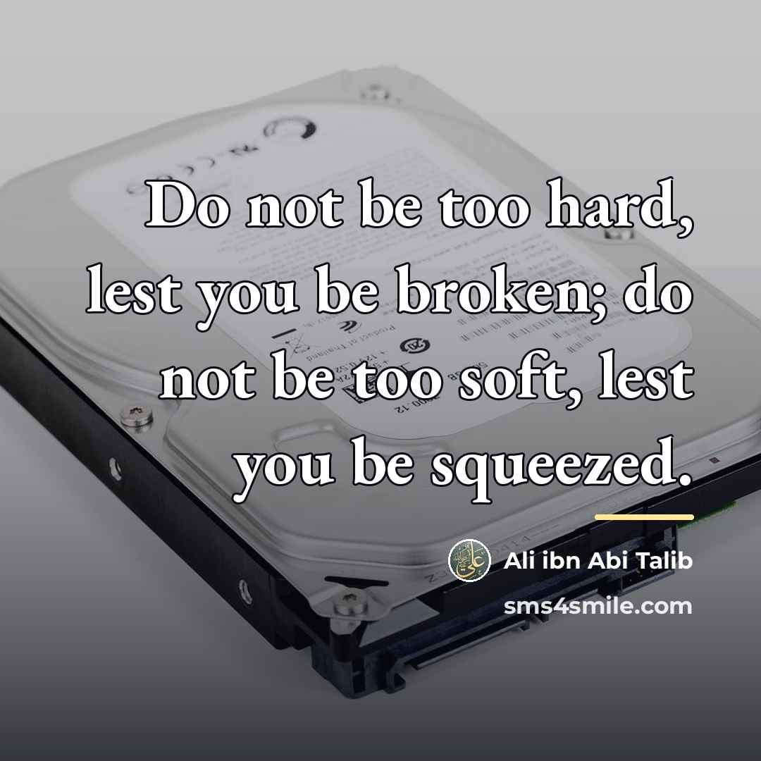 “Do not be too hard, lest you be broken; do…” quote by Ali ibn Abi Talib