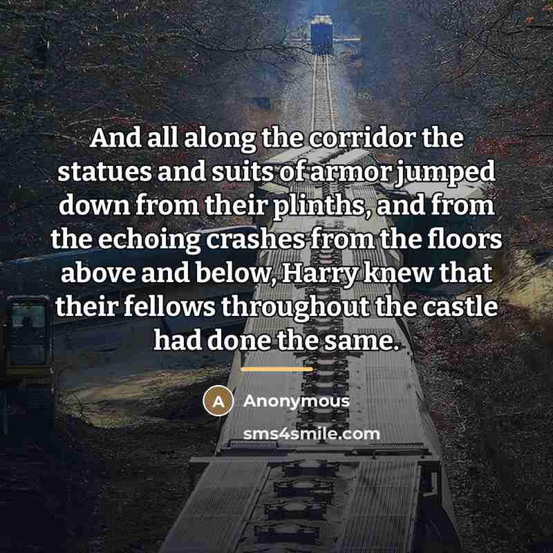 “And all along the corridor the statues and suits of…” quote by Anonymous