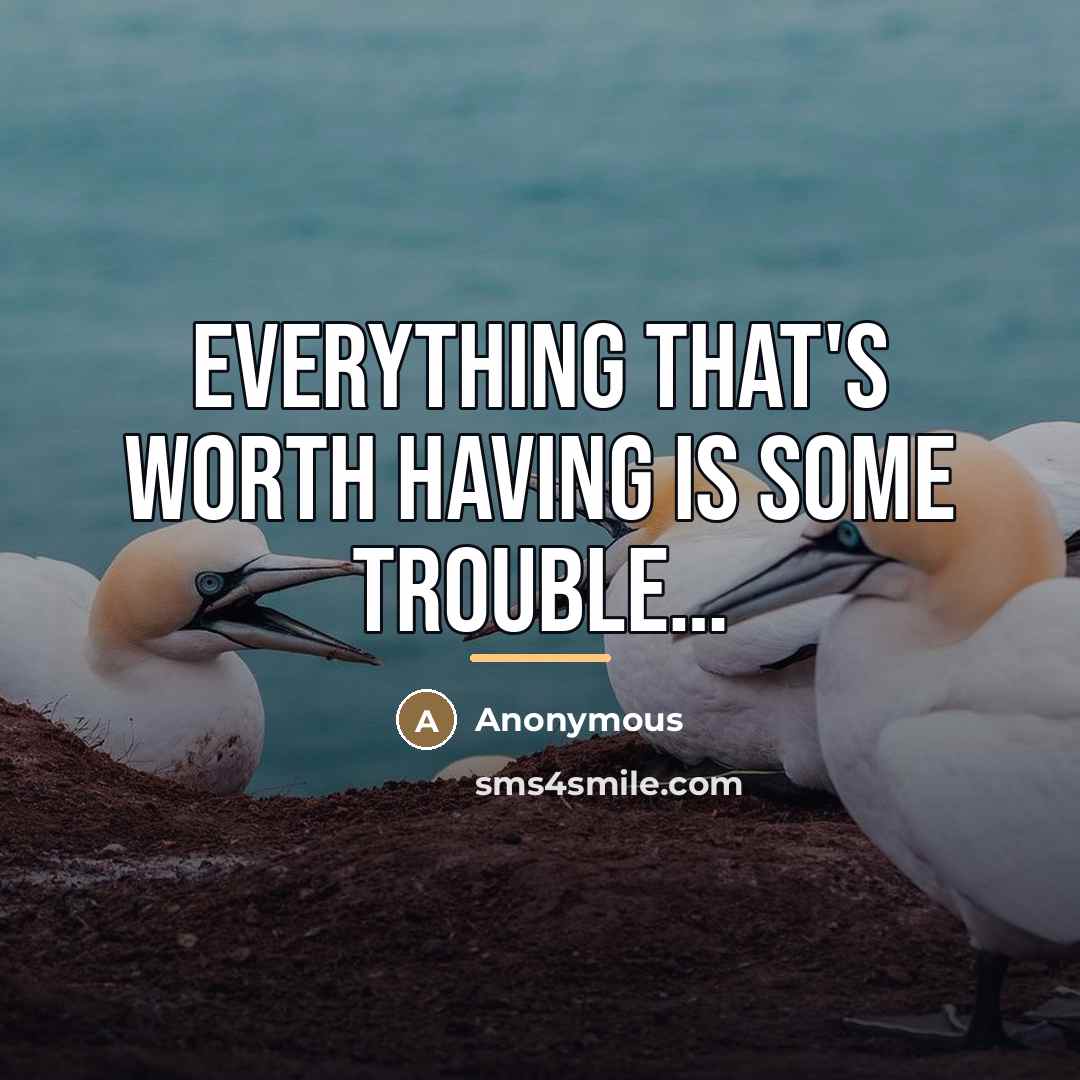 “Everything that's worth having is some trouble…” quote by Anonymous
