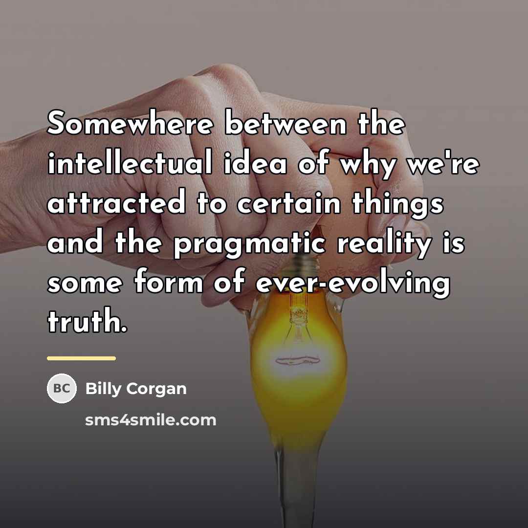 “Somewhere between the intellectual idea of why we're attracted to…” quote by Billy Corgan