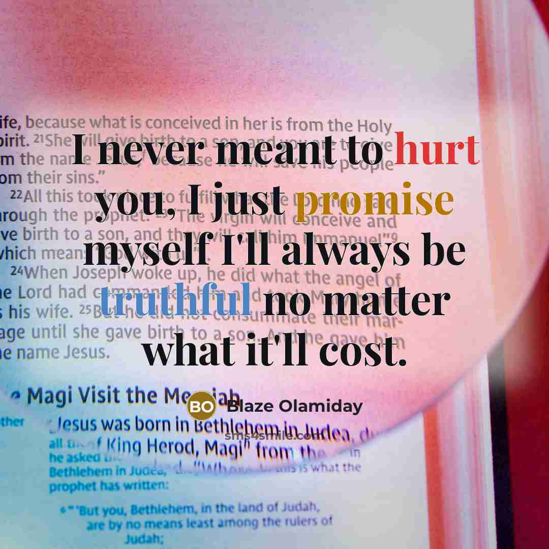 “I never meant to hurt you, I just promise myself…” quote by Blaze Olamiday
