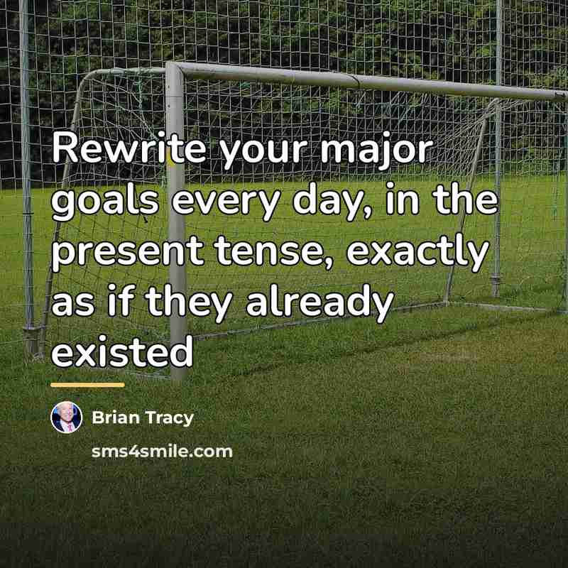 “Rewrite your major goals every day, in the present tense,…” quote by Brian Tracy
