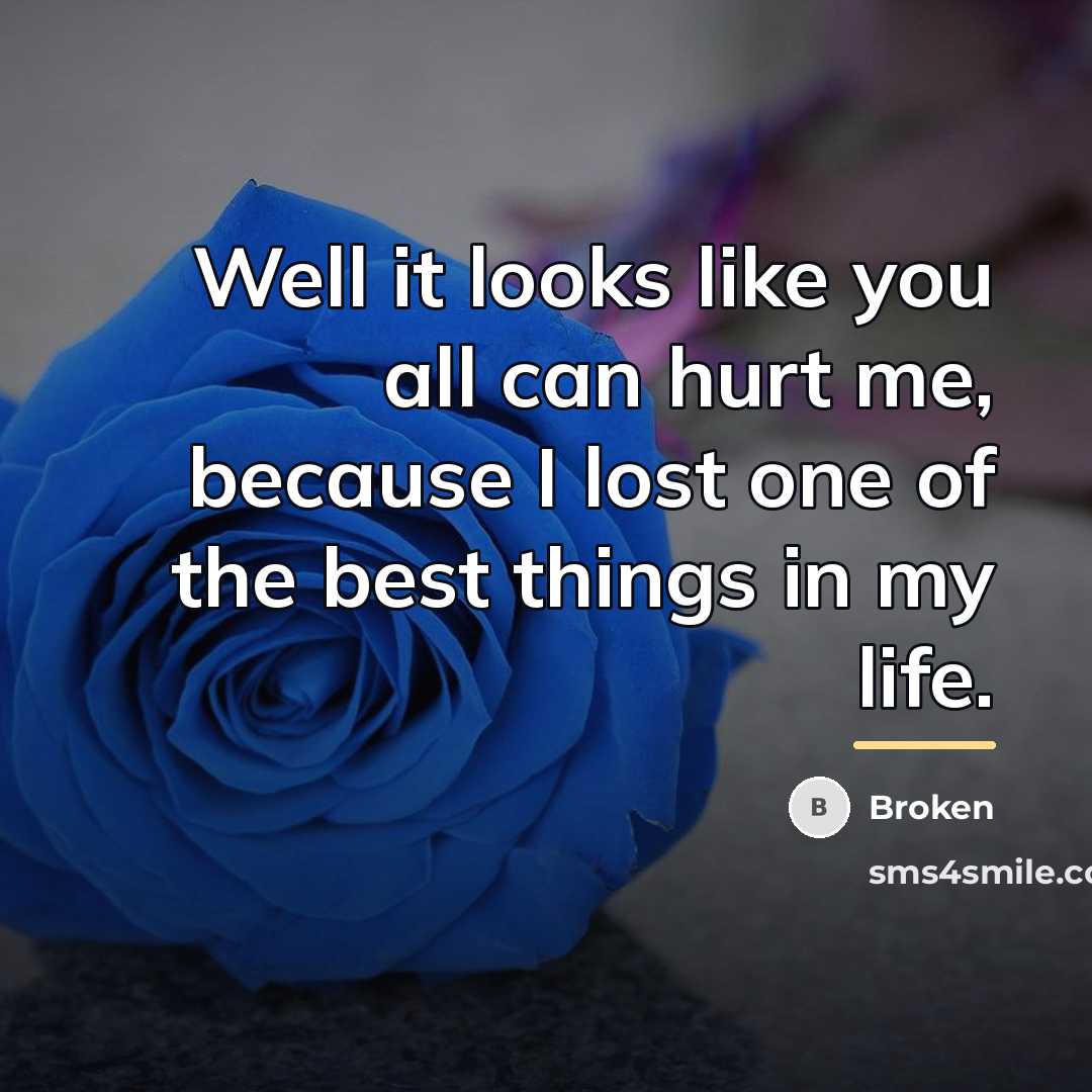 “Well it looks like you all can hurt me, because…” quote by Broken