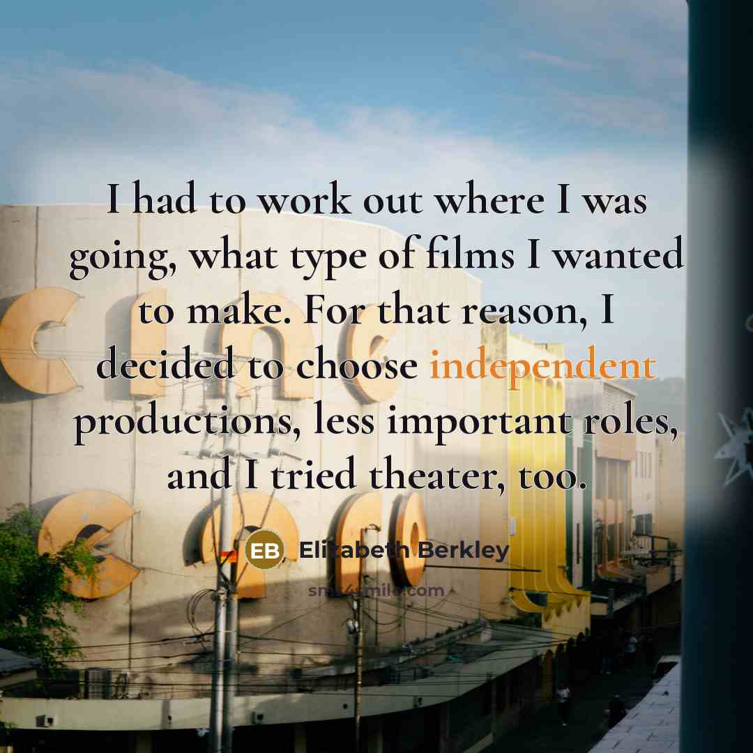 “I had to work out where I was going, what…” quote by Elizabeth Berkley