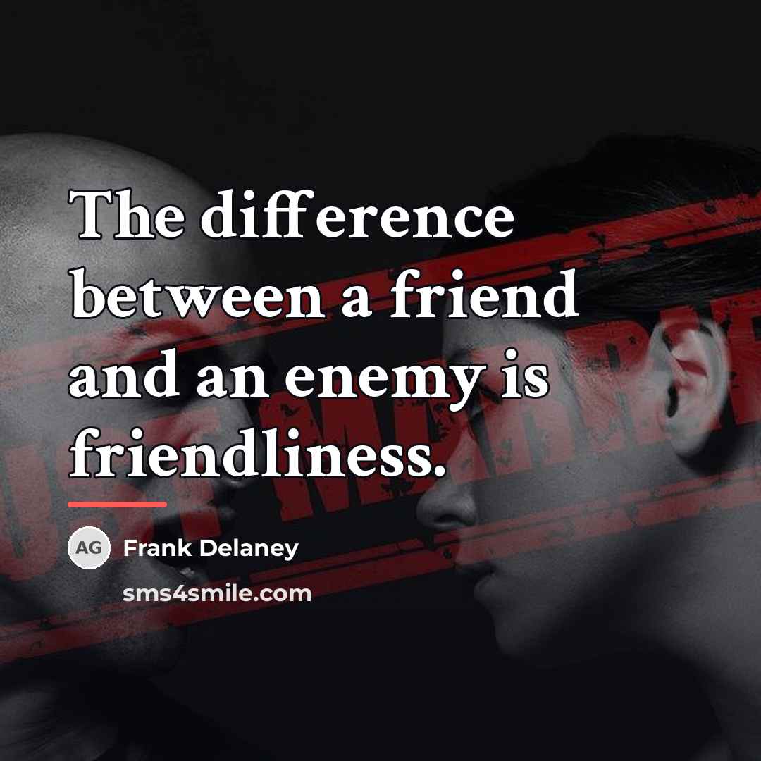 “The difference between a friend and an enemy is friendliness.…” quote by Frank Delaney