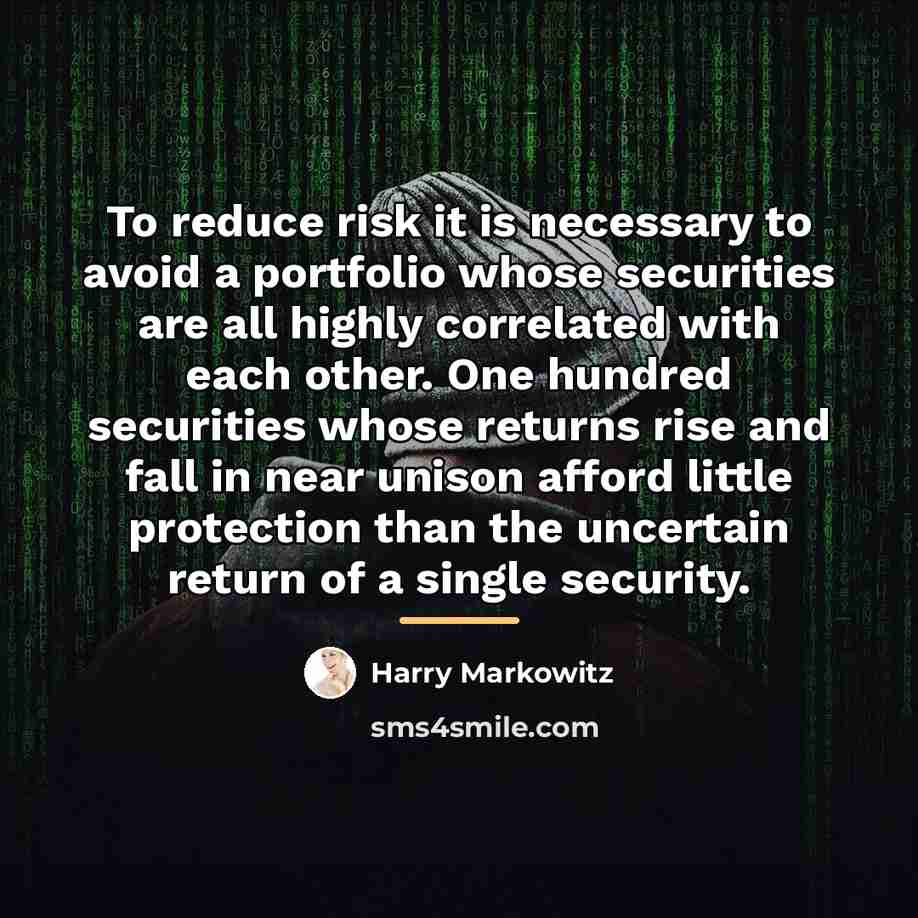 “To reduce risk it is necessary to avoid a portfolio…” quote by Harry Markowitz