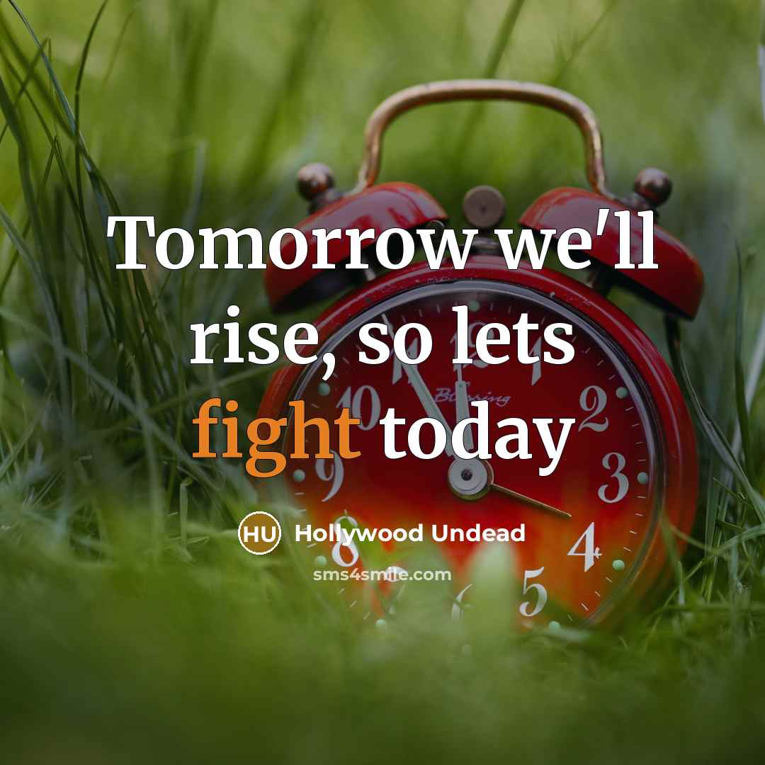 “Tomorrow we'll rise, so lets fight today…” quote by Hollywood Undead