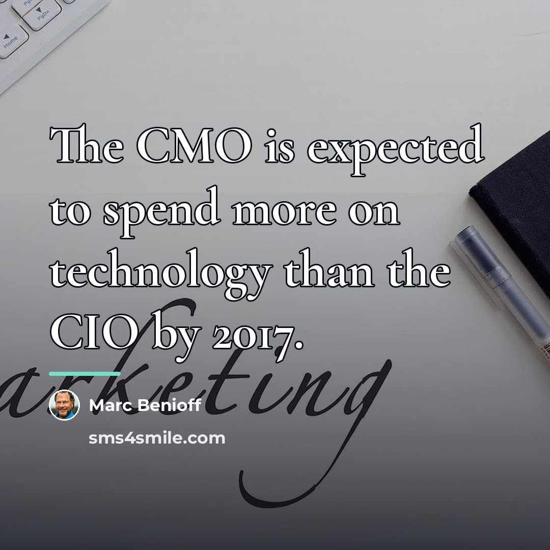“The CMO is expected to spend more on technology than…” quote by Marc Benioff