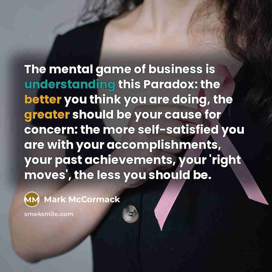 “The mental game of business is understanding this Paradox: the…” quote by Mark McCormack
