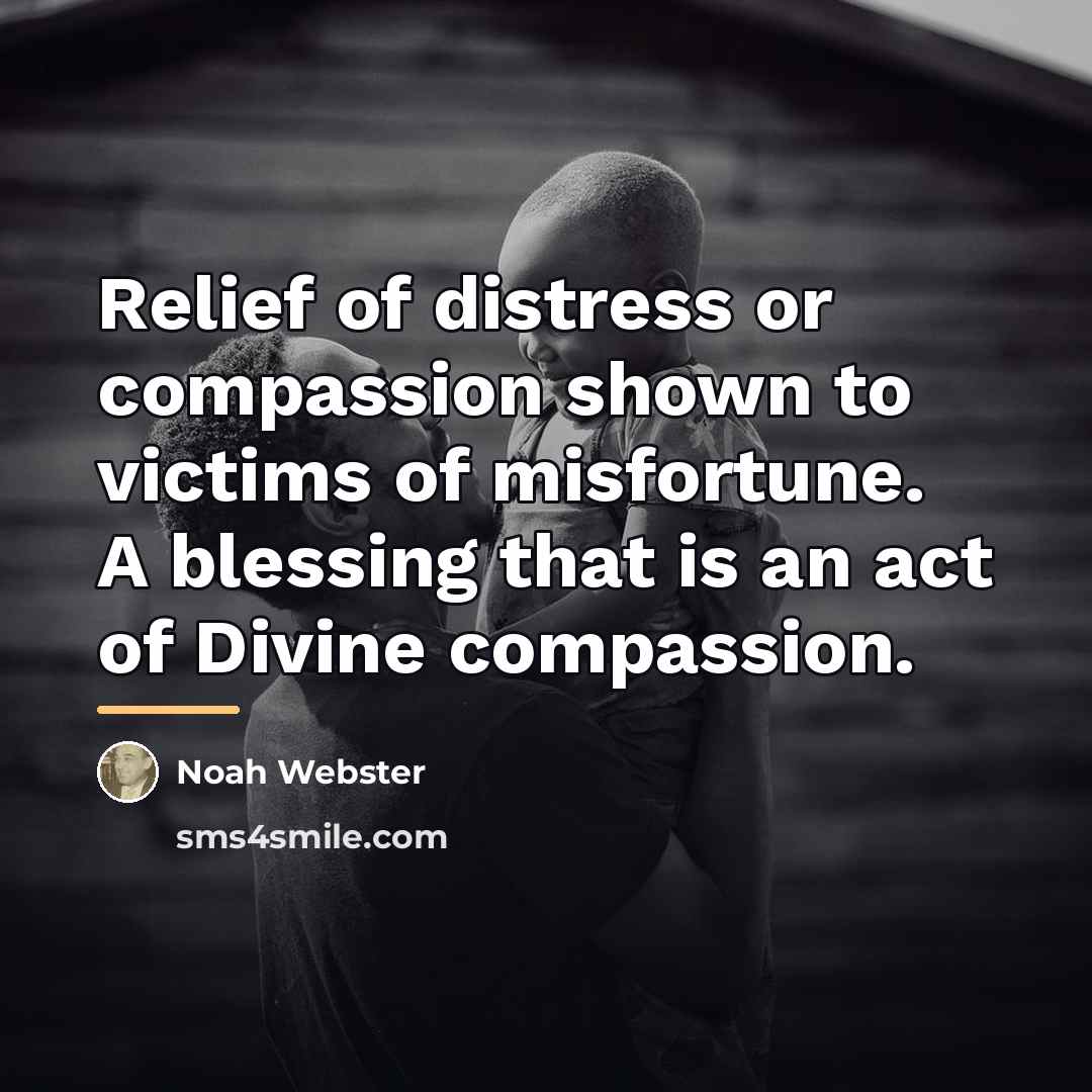 “Relief of distress or compassion shown to victims of misfortune.…” quote by Noah Webster