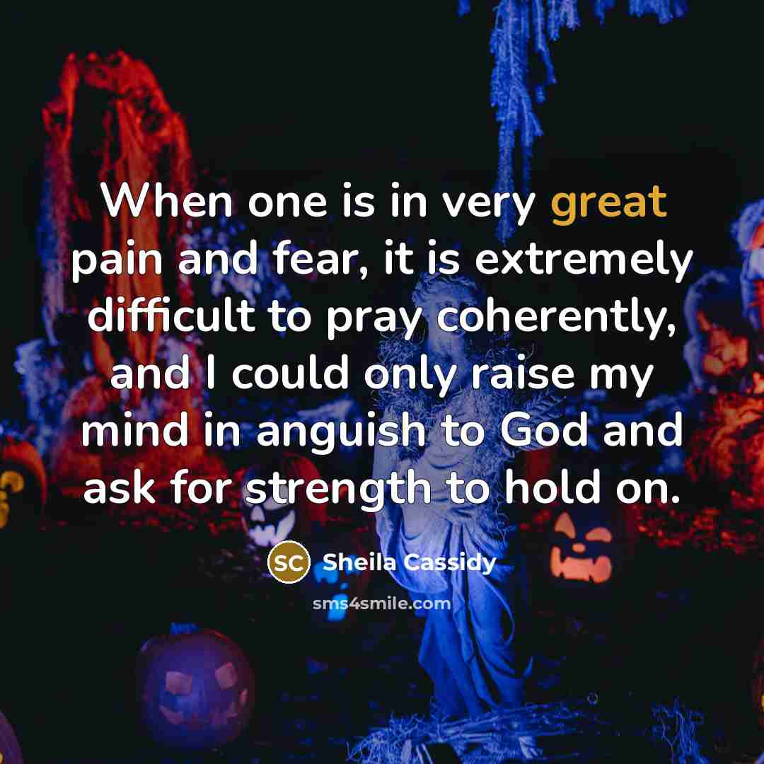 “When one is in very great pain and fear, it…” quote by Sheila Cassidy
