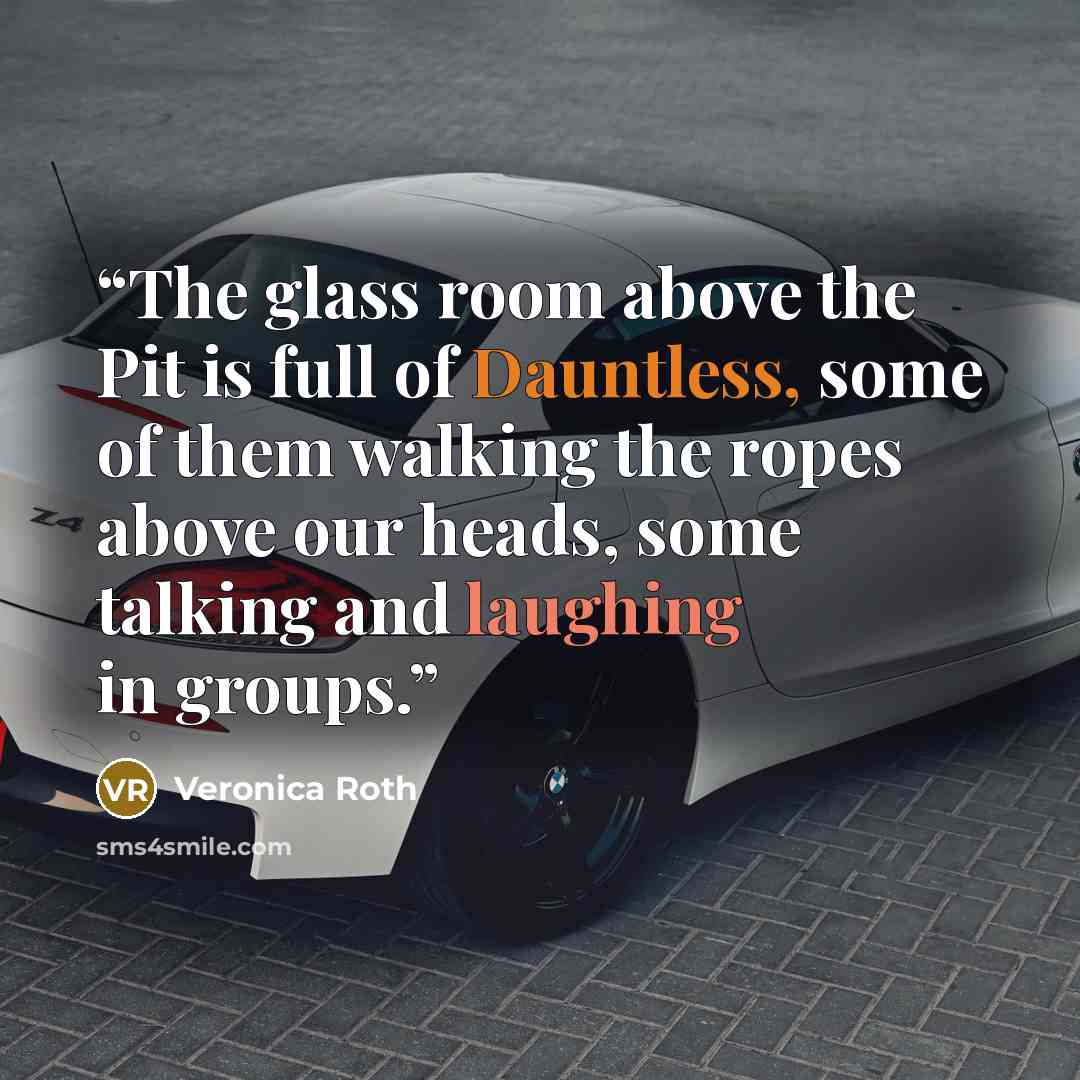 “The glass room above the Pit is full of Dauntless, some of them walking the ropes above our heads, some talking and laughing in groups.” quote by Veronica Roth