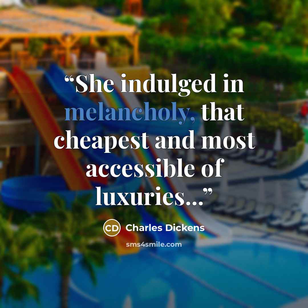 “She indulged in melancholy, that cheapest and most accessible of luxuries...” quote by Charles Dickens