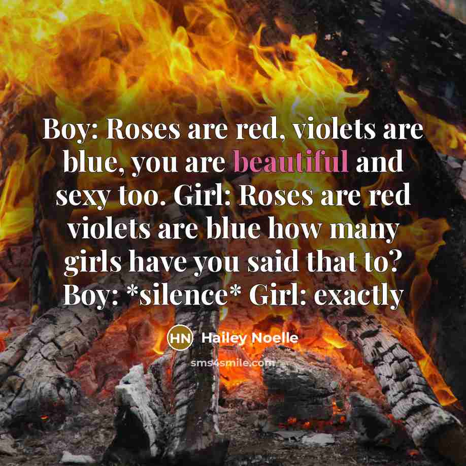 “Boy: Roses are red, violets are blue, you are beautiful…” quote by Hailey Noelle