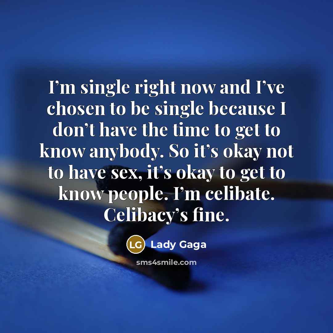 “I’m single right now and I’ve chosen to be single…” quote by Lady Gaga