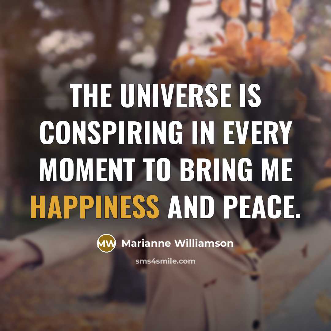 “The universe is conspiring in every moment to bring me…” quote by Marianne Williamson