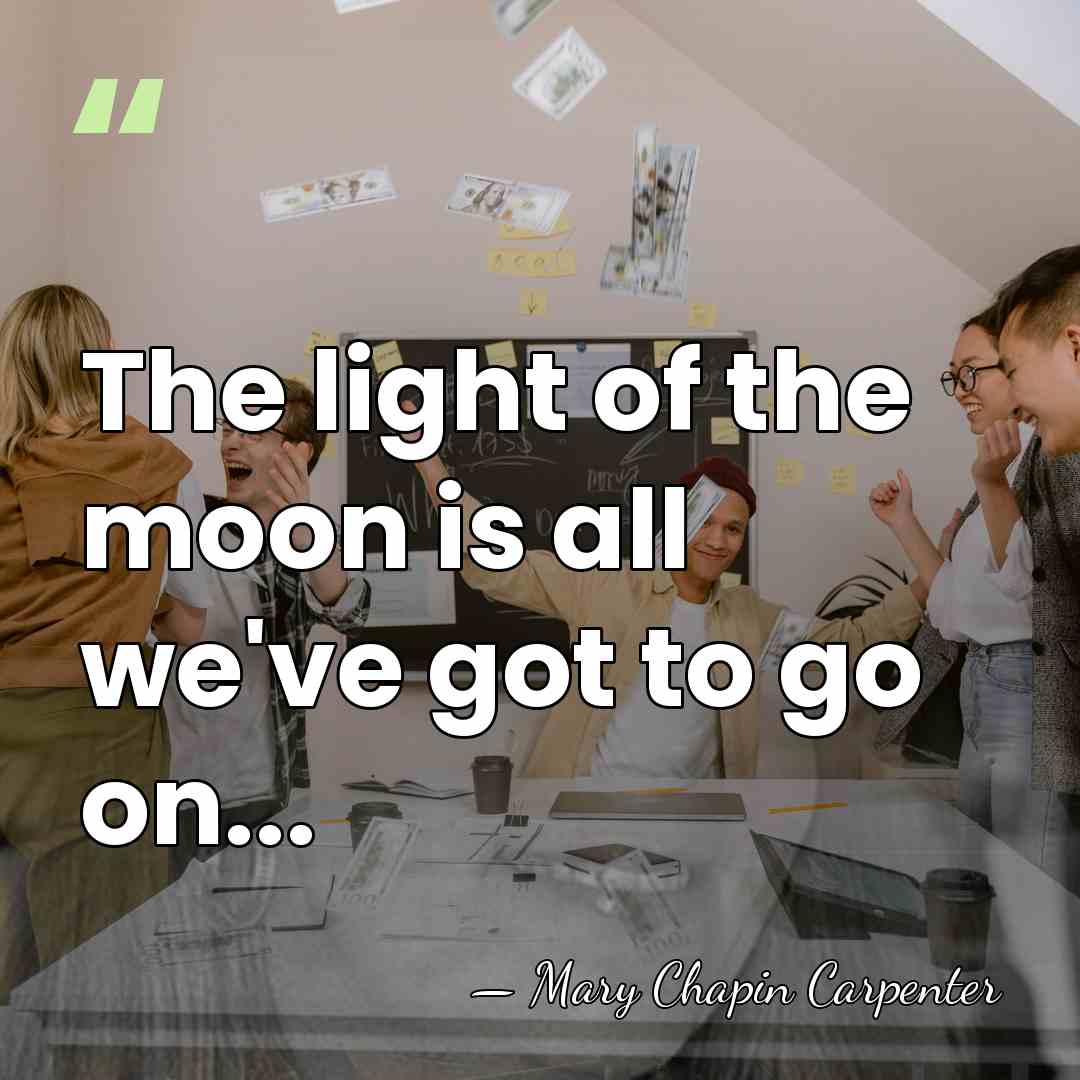 The light of the moon is all we've got to go on... - Mary Chapin Carpenter
