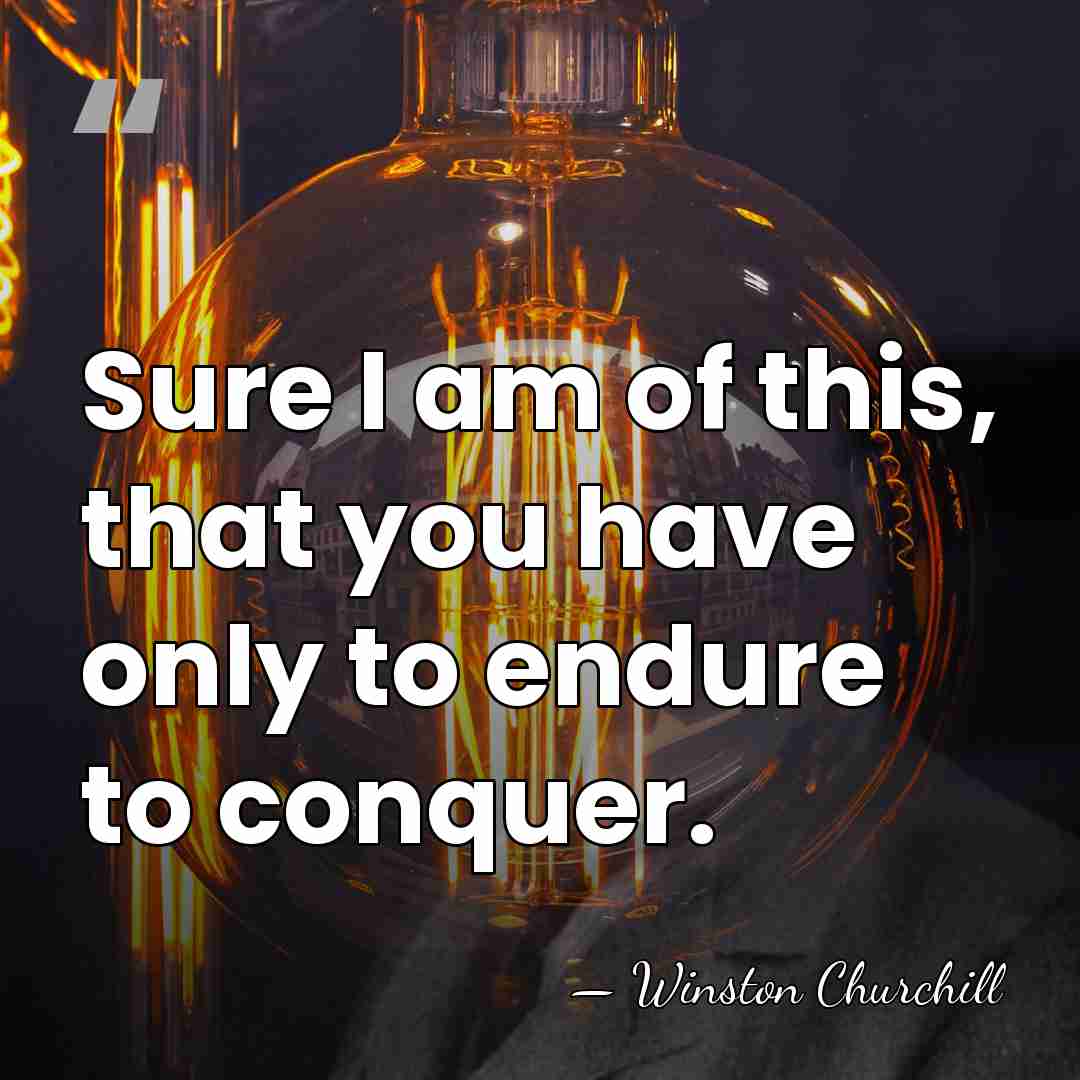 Sure I am of this, that you have only to endure to&hellip; - Winston Churchill