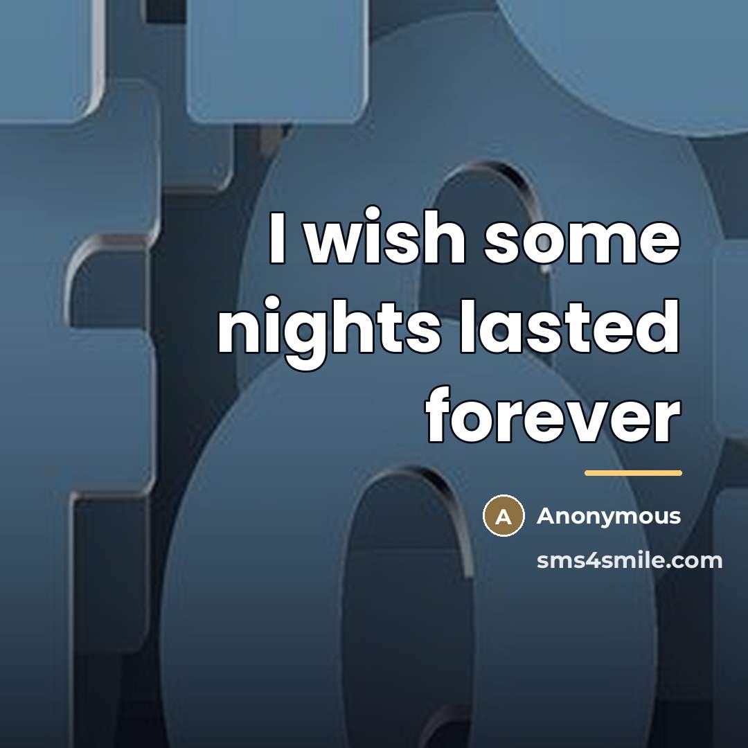 “I wish some nights lasted forever…” quote by Anonymous