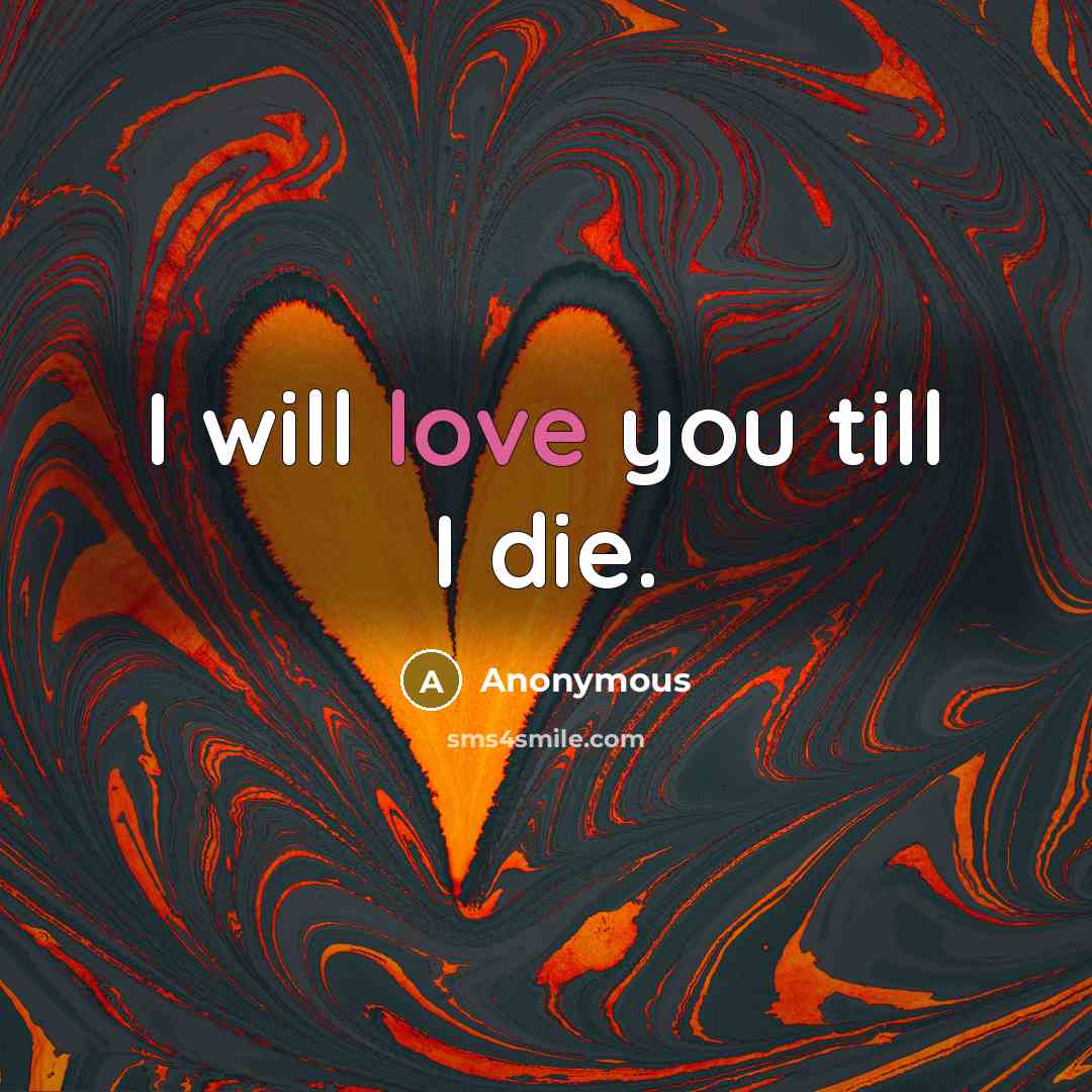 “I will love you till I die.…” quote by Anonymous
