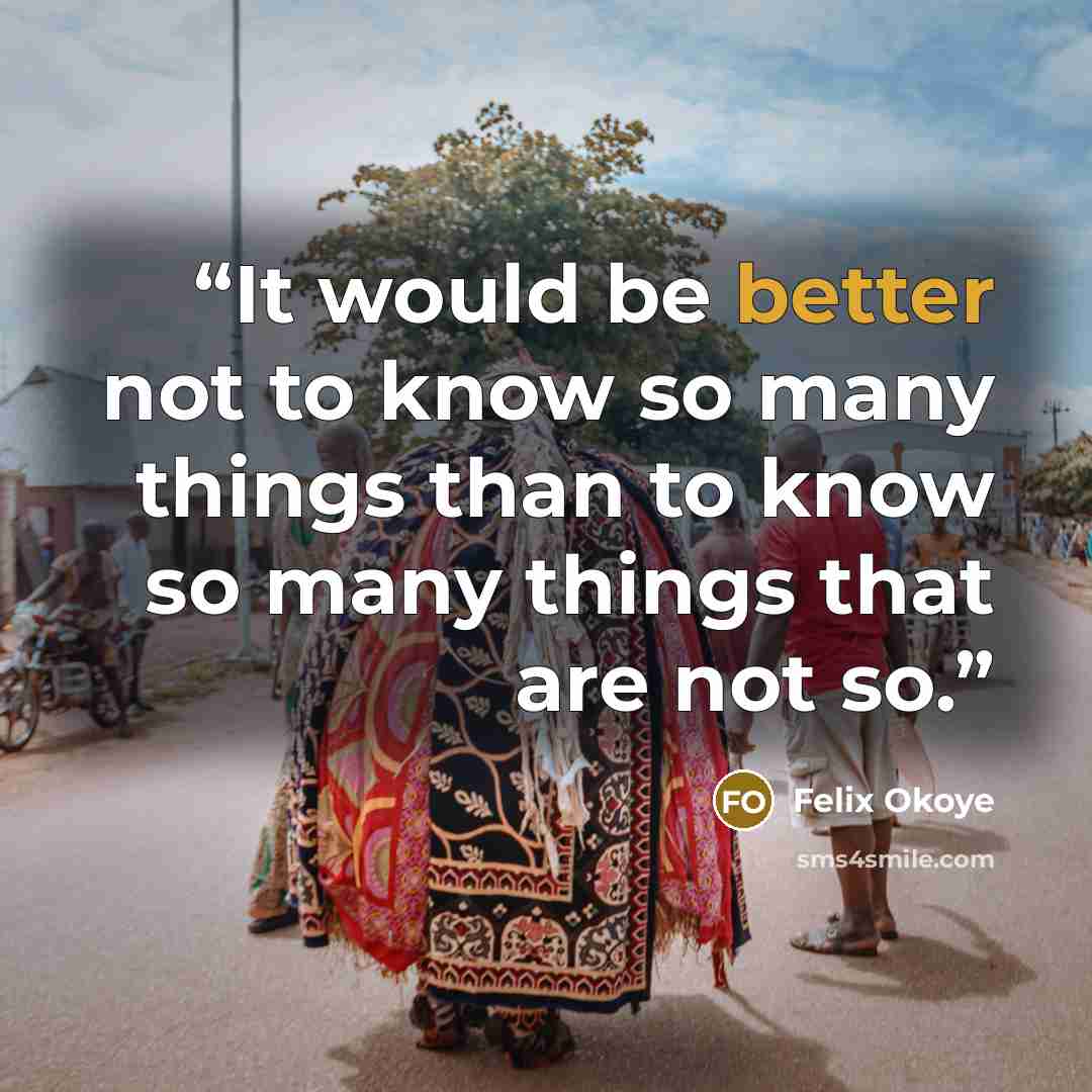 “It would be better not to know so many things than to know so many things that are not so.” quote by Felix Okoye