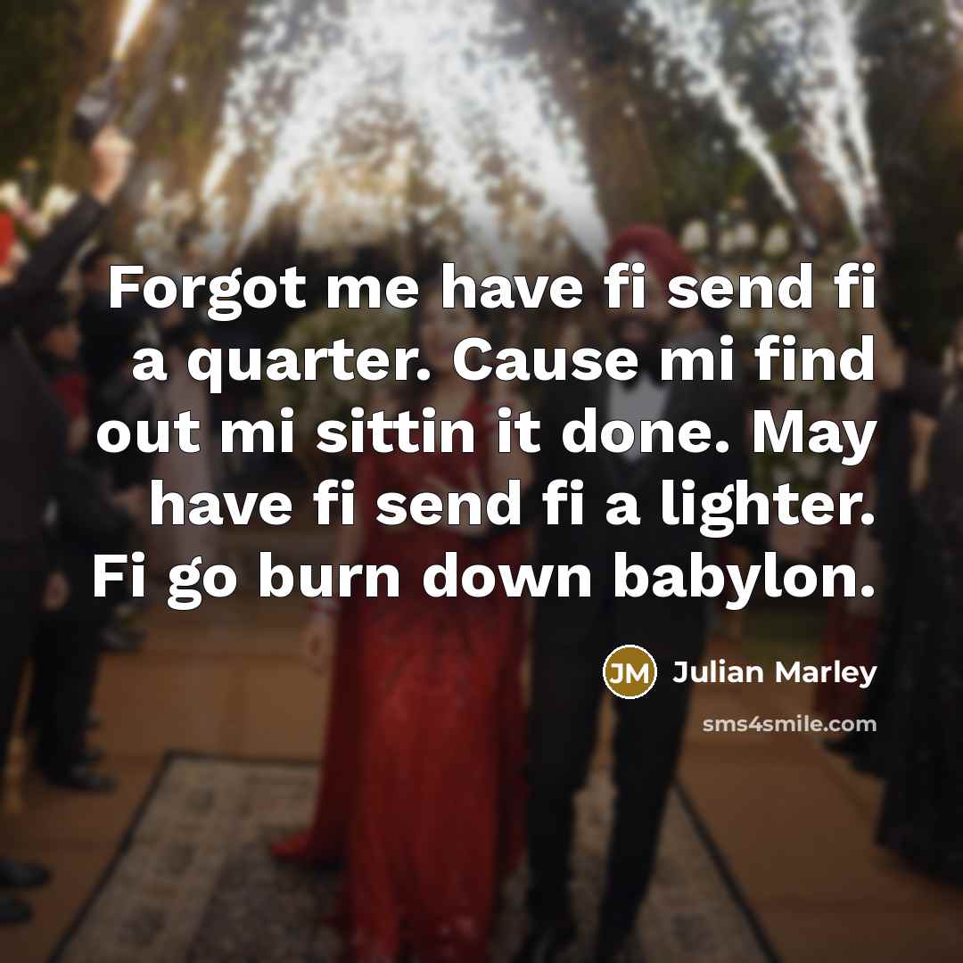 “Forgot me have fi send fi a quarter. Cause mi…” quote by Julian Marley