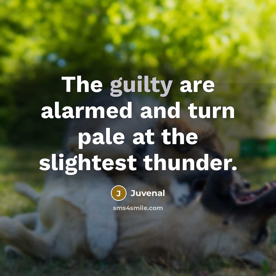 “The guilty are alarmed and turn pale at the slightest…” quote by Juvenal