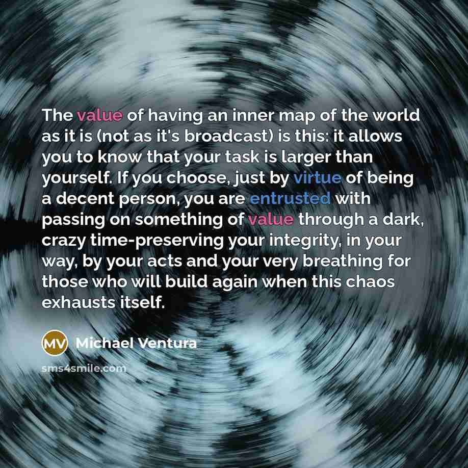 “The value of having an inner map of the world…” quote by Michael Ventura