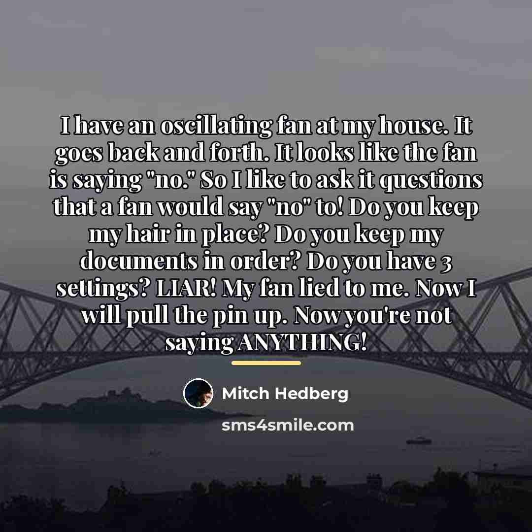 “I have an oscillating fan at my house. It goes…” quote by Mitch Hedberg