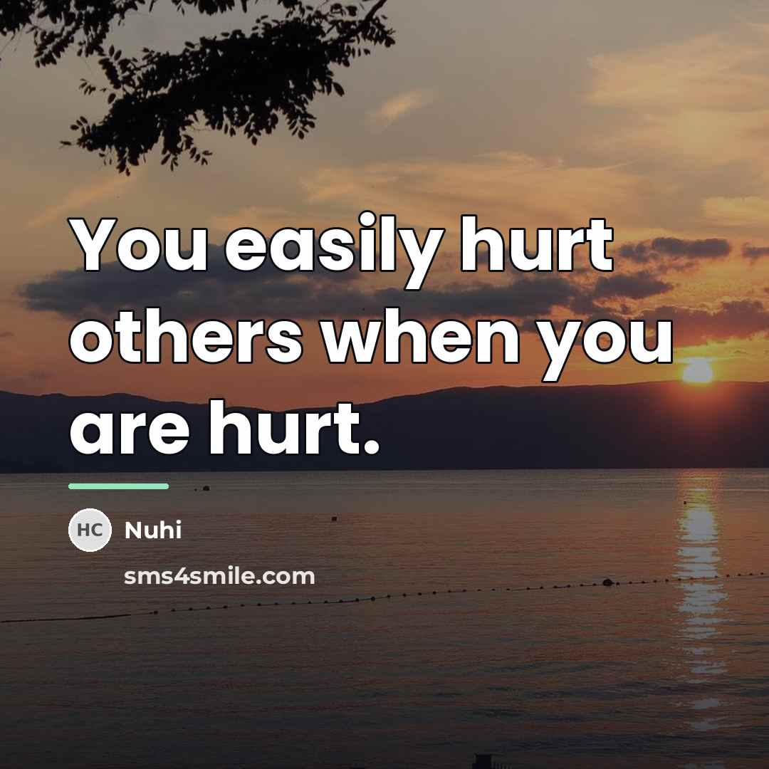 “You easily hurt others when you are hurt.…” quote by Nuhi