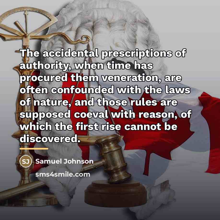 “The accidental prescriptions of authority, when time has procured them…” quote by Samuel Johnson