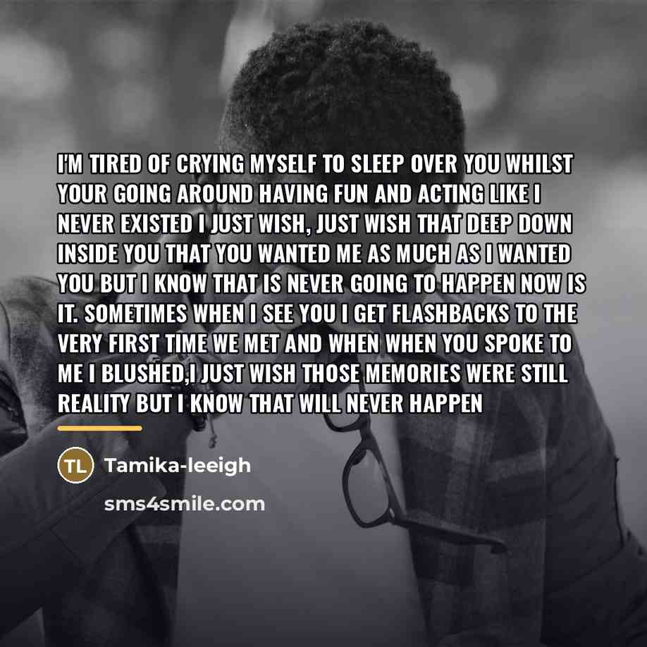 “I'm tired of crying myself to sleep over you whilst…” quote by Tamika-leeigh