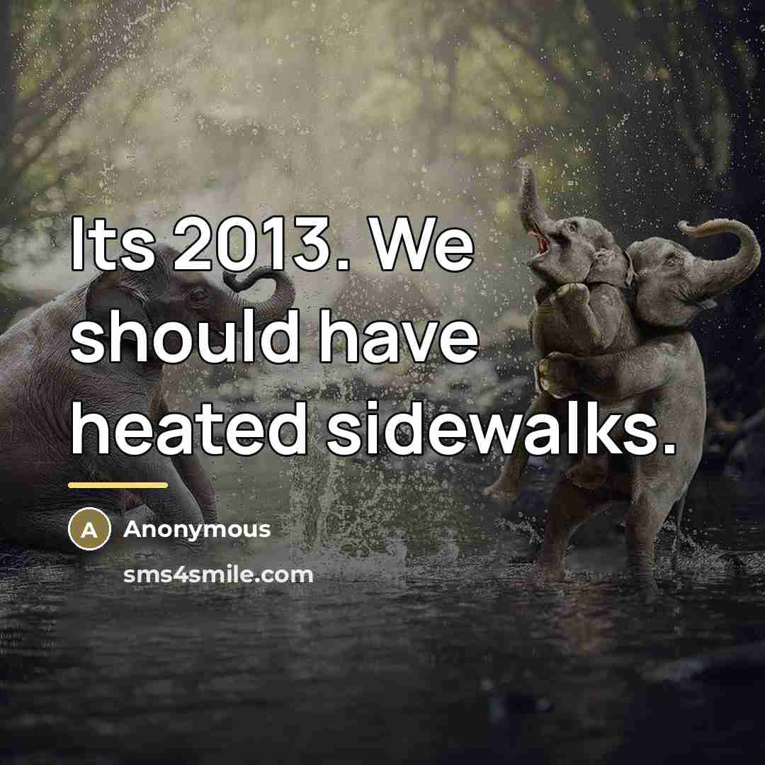 “Its 2013. We should have heated sidewalks.…” quote by Anonymous