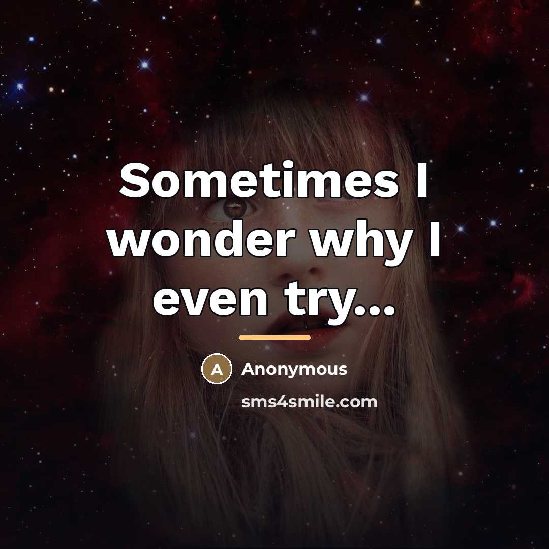 “Sometimes I wonder why I even try...…” quote by Anonymous