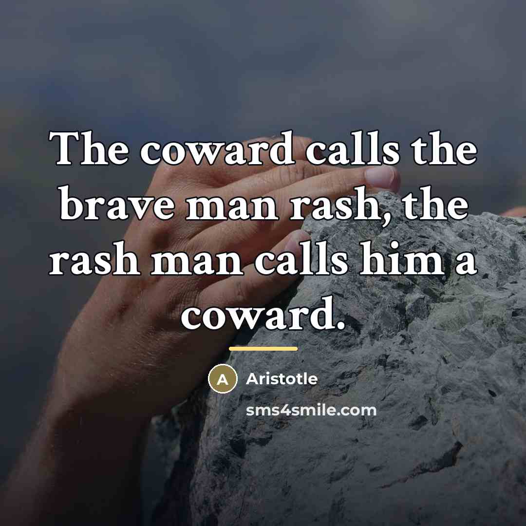 “The coward calls the brave man rash, the rash man…” quote by Aristotle