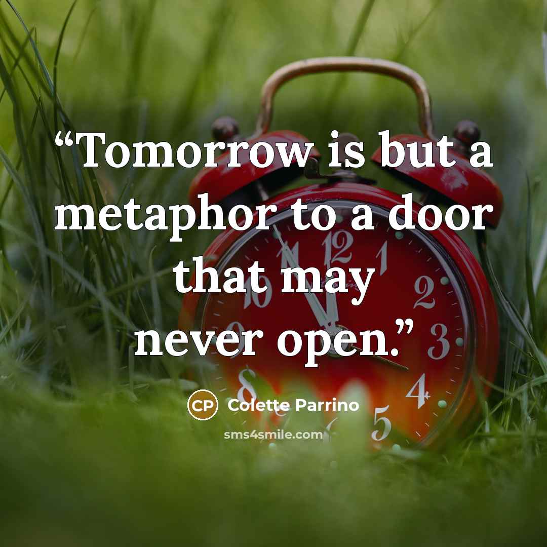 “Tomorrow is but a metaphor to a door that may never open.” quote by Colette Parrino