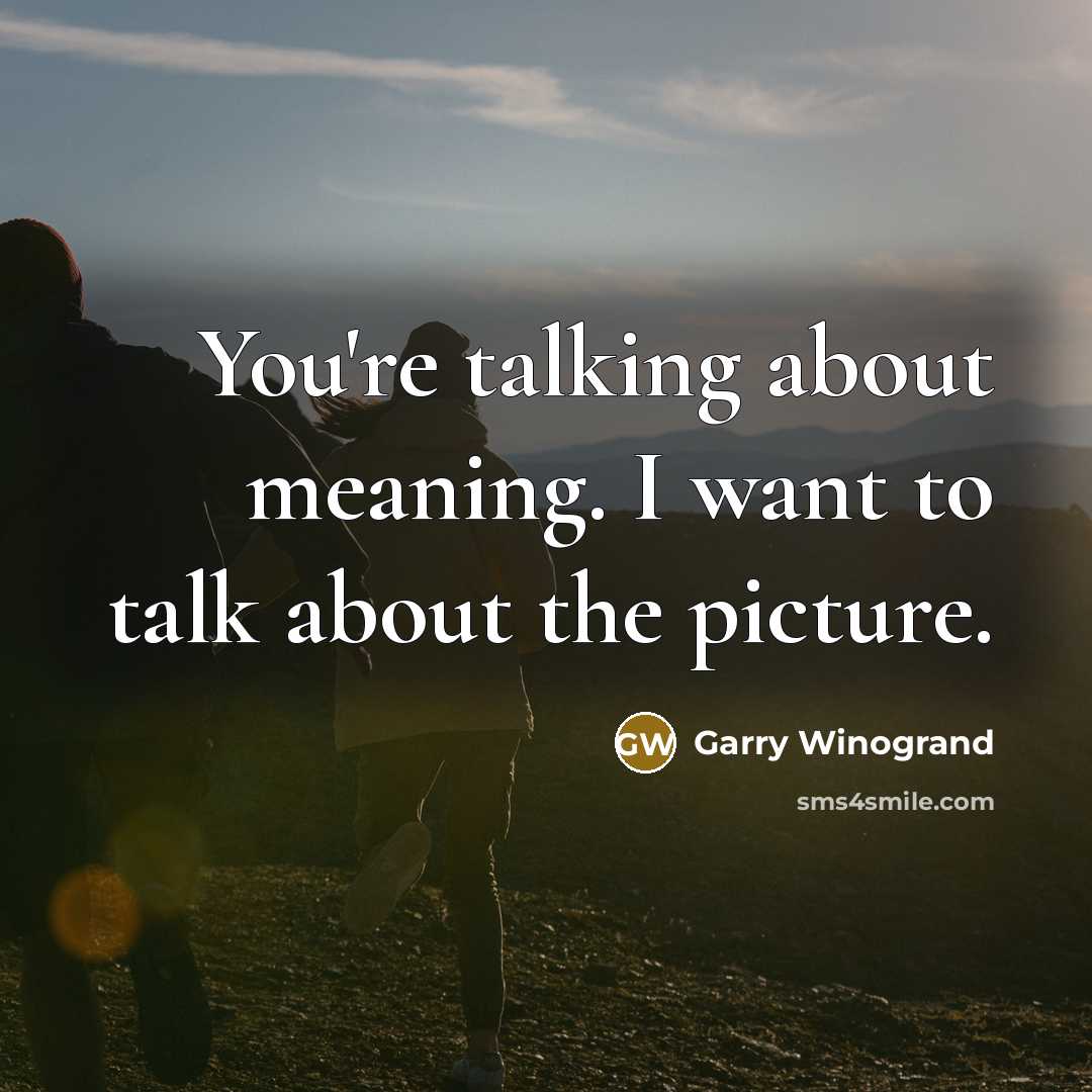 “You're talking about meaning. I want to talk about the…” quote by Garry Winogrand