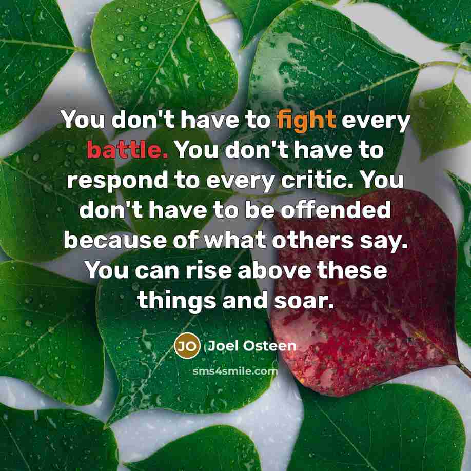 “You don't have to fight every battle. You don't have…” quote by Joel Osteen