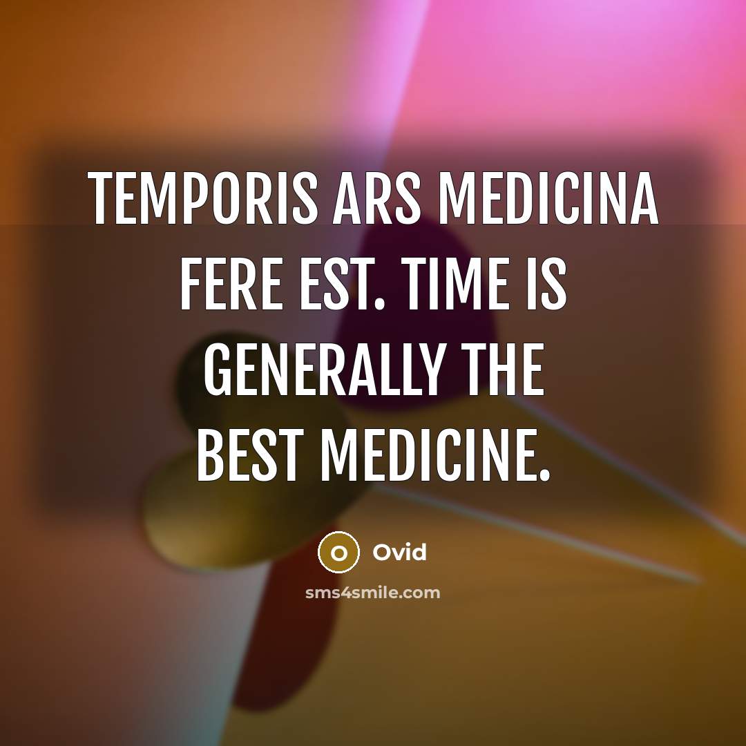 “Temporis ars medicina fere est. Time is generally the best medicine.” quote by Ovid