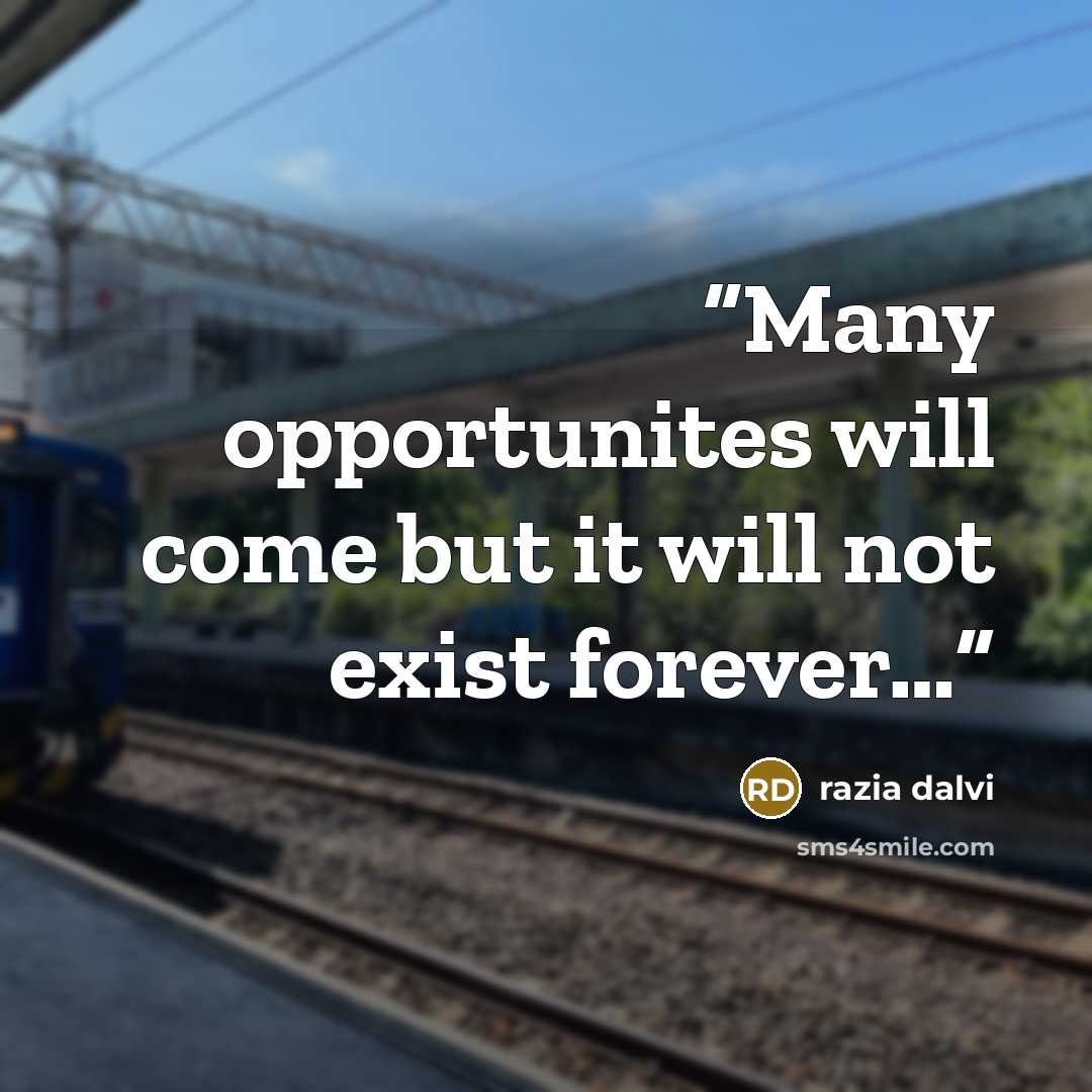 “Many opportunites will come but it will not exist forever…” quote by razia dalvi