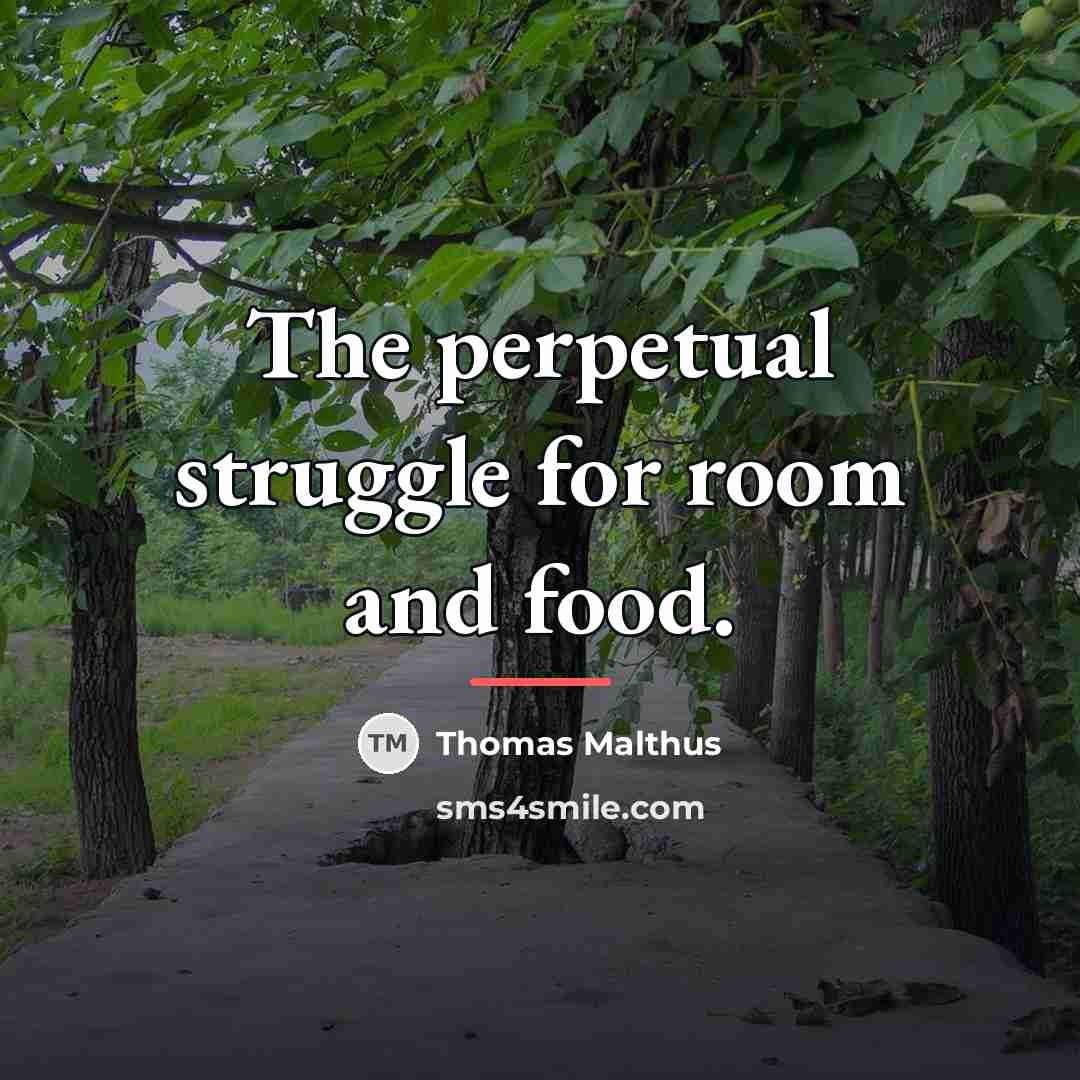 “The perpetual struggle for room and food.…” quote by Thomas Malthus
