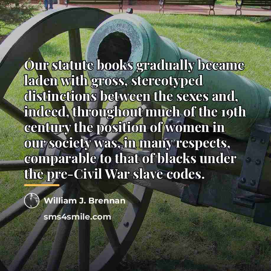 “Our statute books gradually became laden with gross, stereotyped distinctions…” quote by William J. Brennan